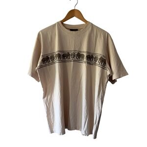Jim Thompson Mens Elephant Graphic TShirt Cream Beige Cotton Size M Short Sleeve